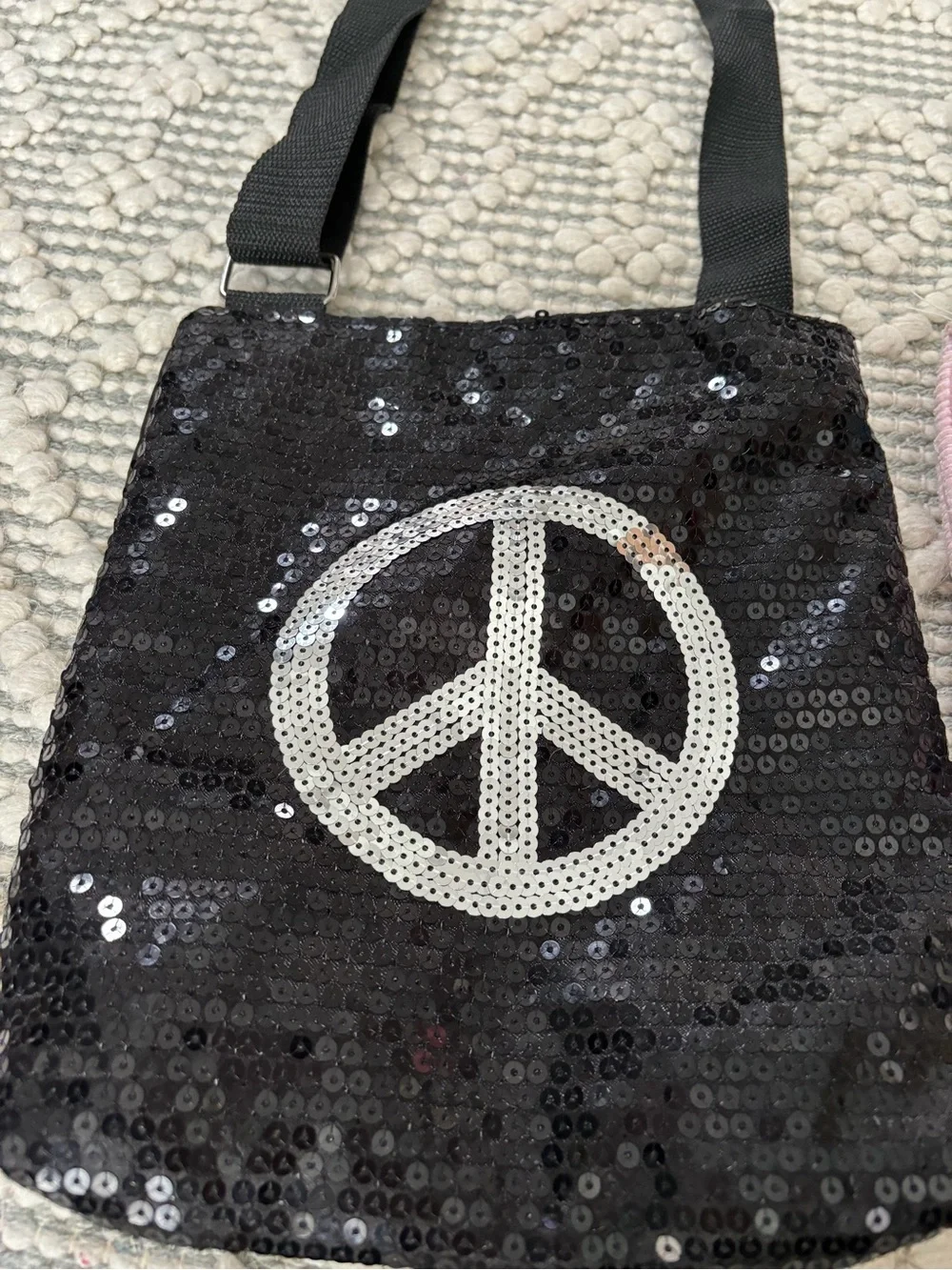 Kids cute bag Bundle | Sequin Peace Sign Crossbody + Handmade Tote